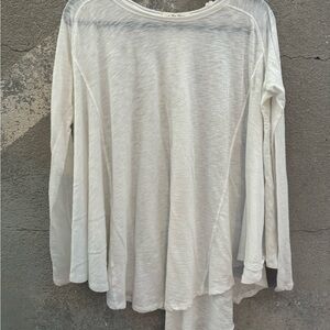 Free People- off white oversized t shirt. Long sleeve.